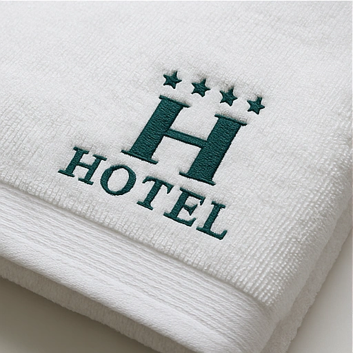 Borduurwerk op hotelhanddoeken met logo
